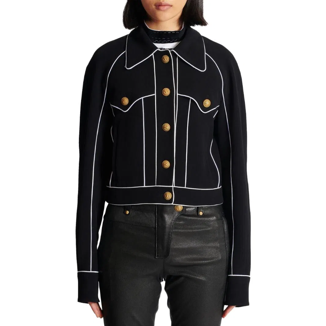 Жакет в западном стиле с контрастными пуговицами BALMAIN Black — фото 4