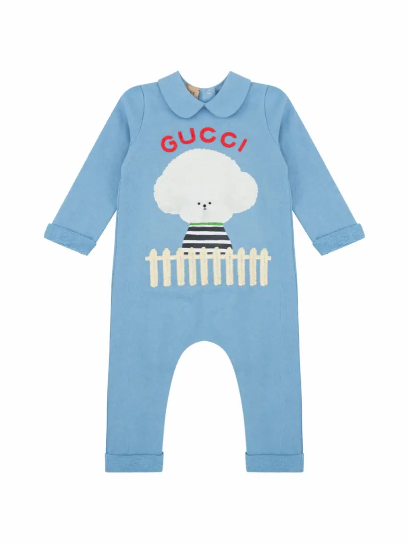 

Хлопковое боди с логотипом Gucci, синий