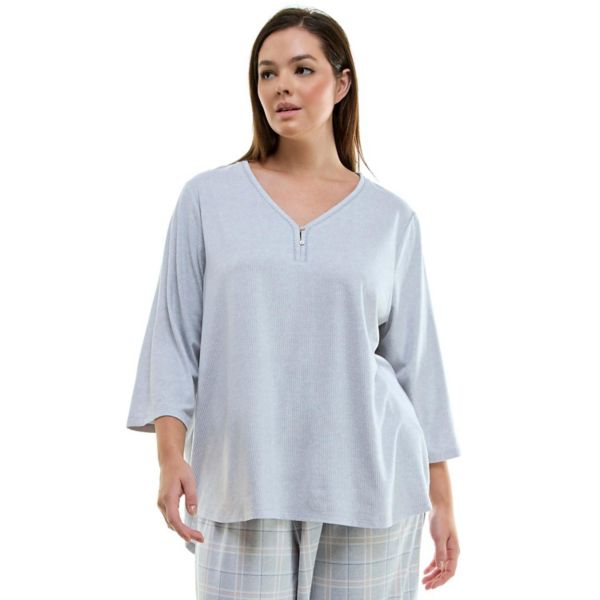 

Уютный топ для сна в рубчик больших размеров Croft & Barrow, цвет pearl blue