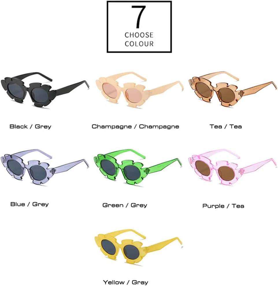 

Модные солнцезащитные очки «Кошачий глаз» ярких цветов для женщин, ретро-очки в форме цветка для мужчин, трендовые солнцезащитные очки UV400 WNCKSQ, Tea Tea