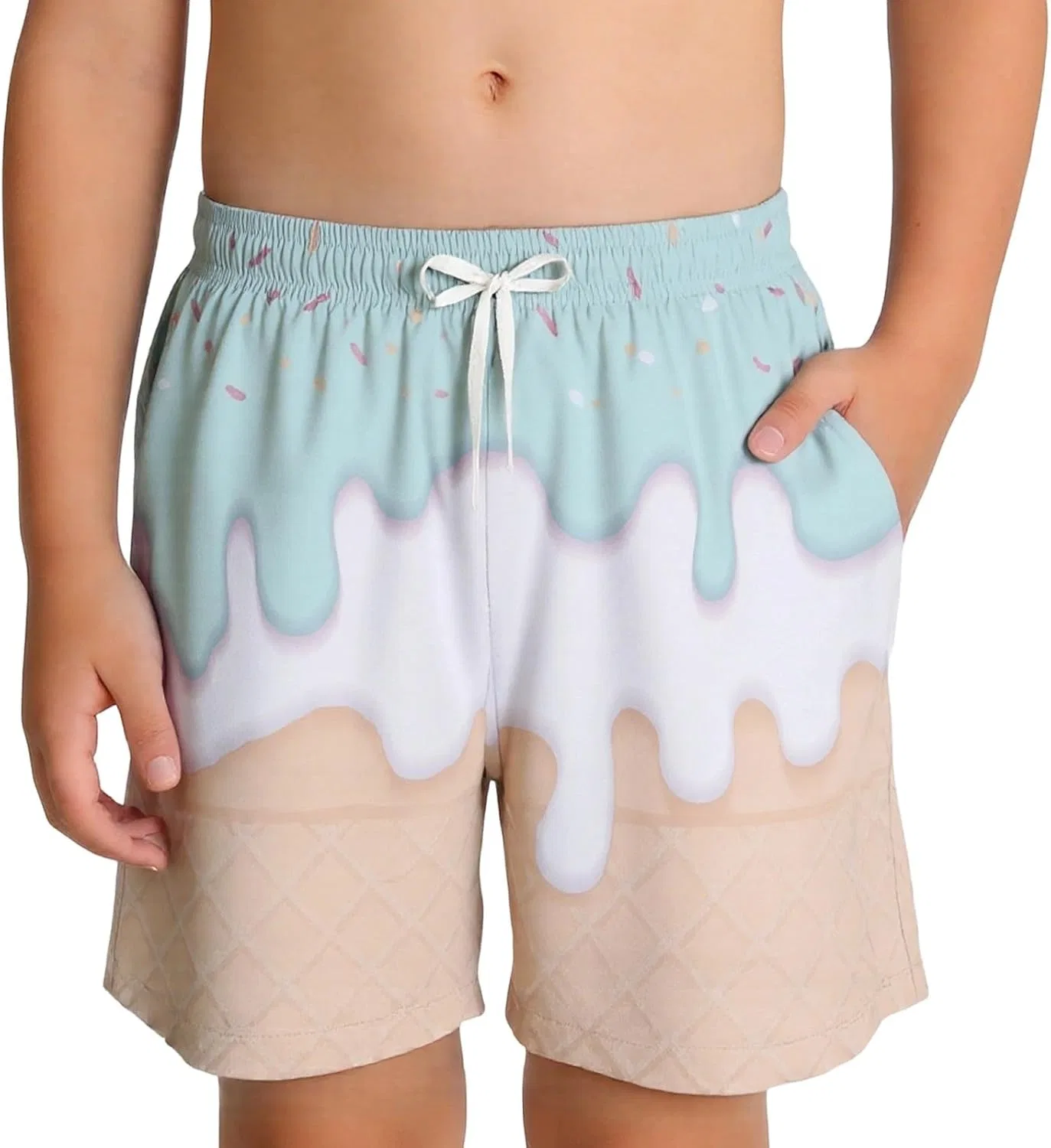 Шорты спортивные детские Ice Cream Drip, полиэстер, E - Light Blue