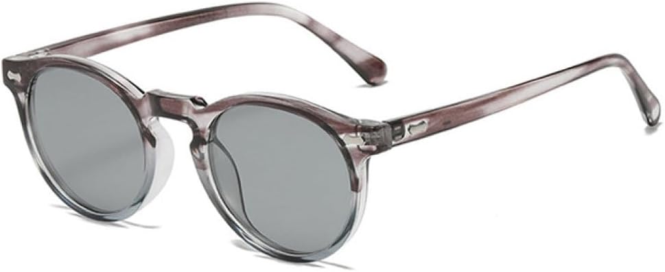 

Солнцезащитные очки LVTFCO Retro круглые поляризованные женские модные с заклепками, защита от УФ-излучения UV400, мужские панк темно-зеленые солнцезащитные очки, Grey Stripe Grey