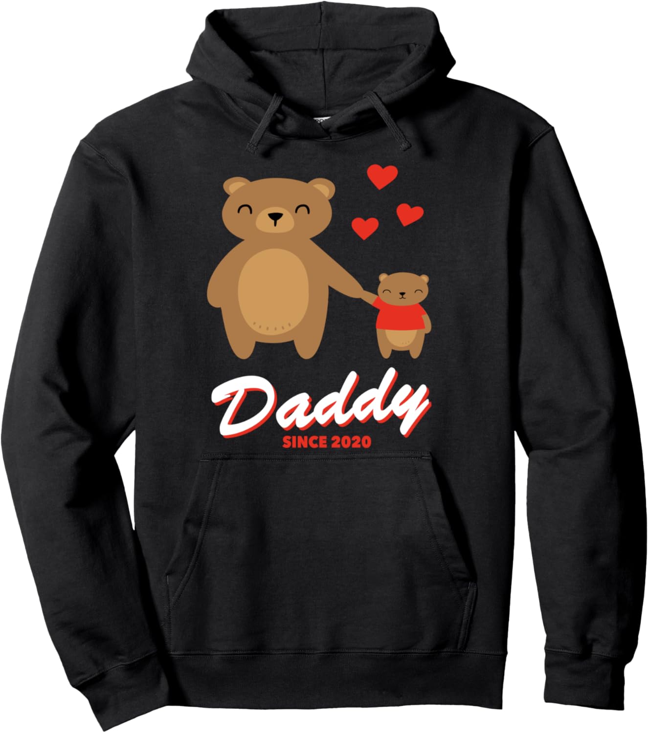 

Толстовка Daddy Since 2020 Daddy Bear Papa Bear Father's Day Gift, черная Family Newborn Daddy Bear Grizzly Bear Heart Gifts