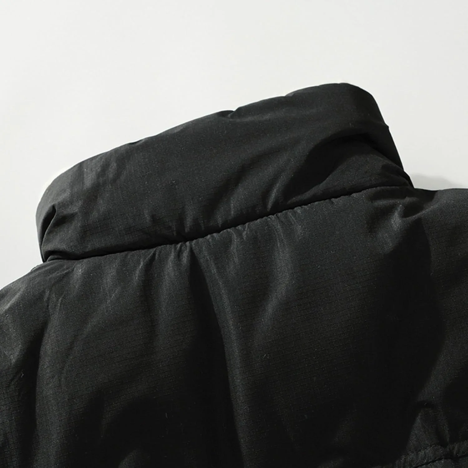 Куртка-пуховик мужская Quilted Puffer с молнией, утепленная флисом Sherpa, пуховая парка с воротником-стойкой, утолщенная зимняя верхняя одежда с карманами Generic, черный — фото 2