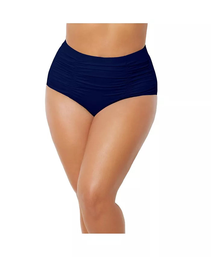 

Женские плавки-шорты с высокой талией и сборками Swimsuits for All, синий