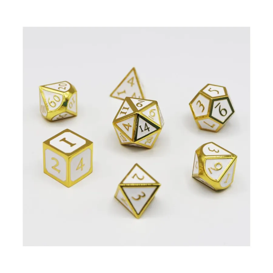 

Набор Poly — белый с золотом (7), Dice Sets - Metal (Foam Brain Games)