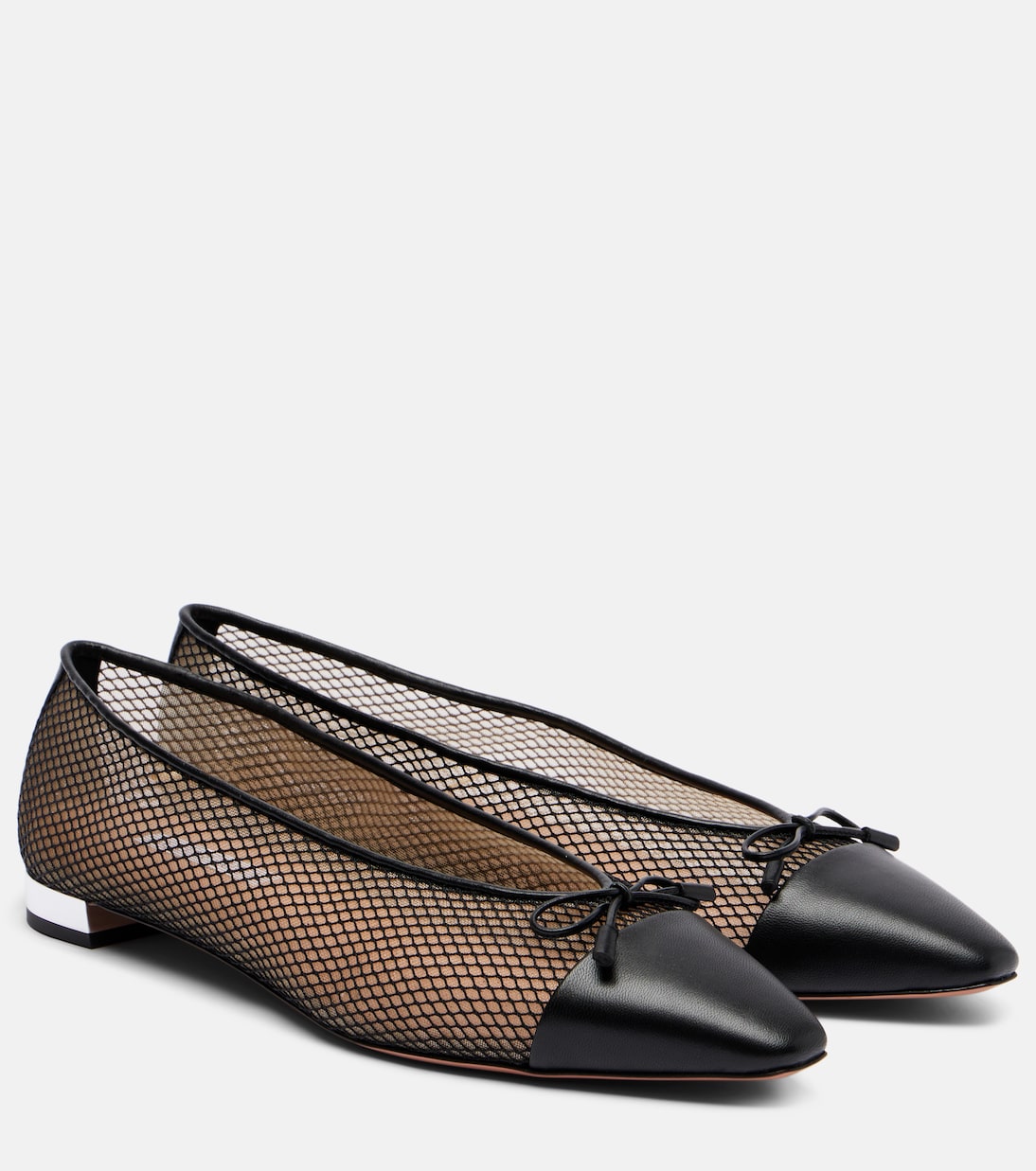 Балетки Gioia из кожи и сетки Aquazzura, черный