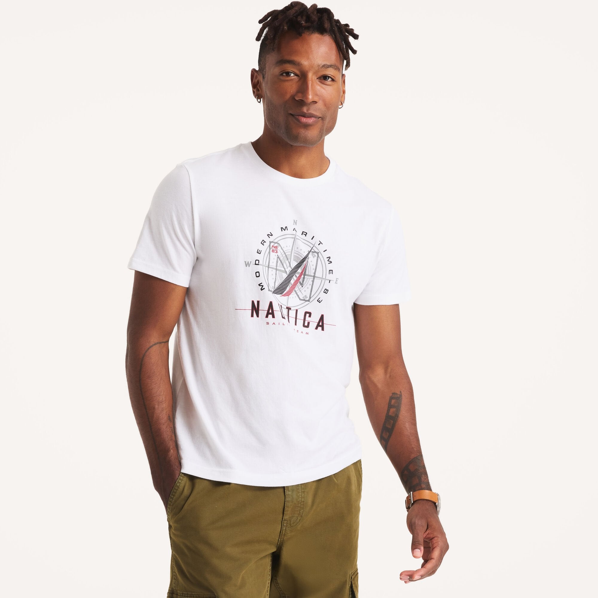 

Футболка мужская Nautica с современной морской графикой, цвет bright white