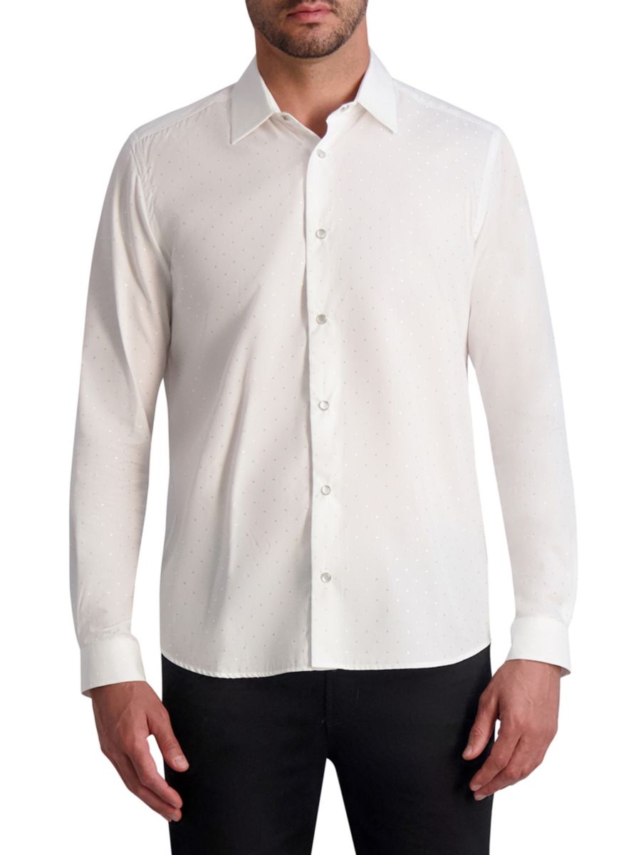 

Спортивная рубашка Slim Fit Jacquard Dot KARL LAGERFELD PARIS WHITE LABEL, белый