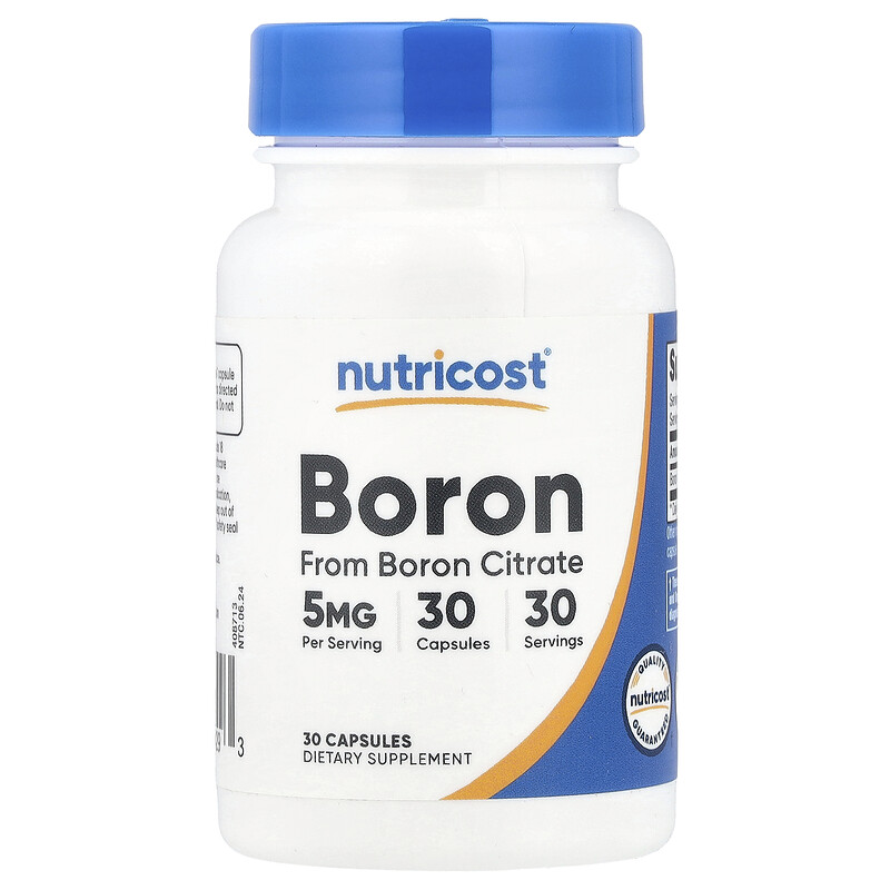 

Nutricost, Бор, 5 мг, 30 капсул