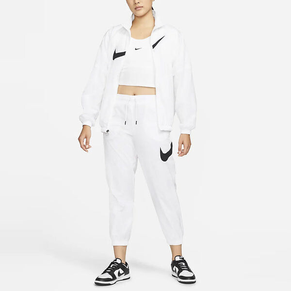 Куртка (WMNS) Nike SS22 Sportswear Essential Logo Pattern Wrinkled Woven Loose Stand Collar Jacket White, белый — фото 3