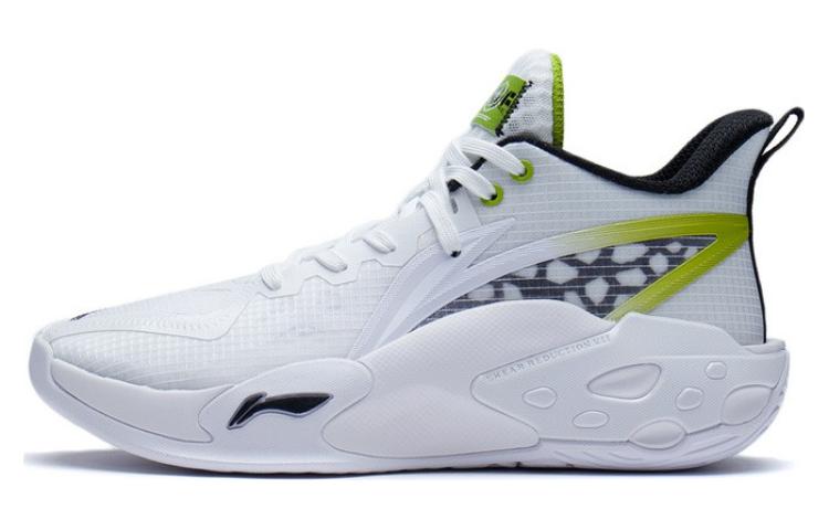 

LINING Амортизация, противоскользящие, устойчивые к истиранию, полное покрытие, поддержка, отскок, Mid Top баскетбольные кроссовки белый зеленый