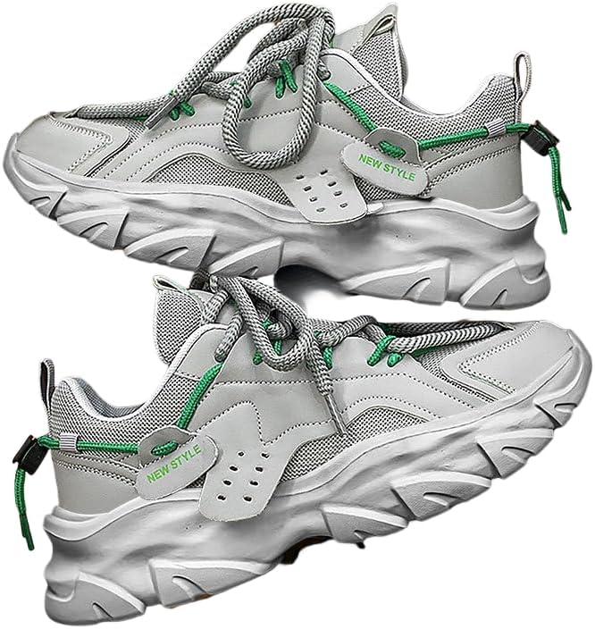 

Винтажные мужские кроссовки с толстой подошвой и шнуровкой - удобные и нескользящие для активного отдыха на улице Hhhchpm, серый