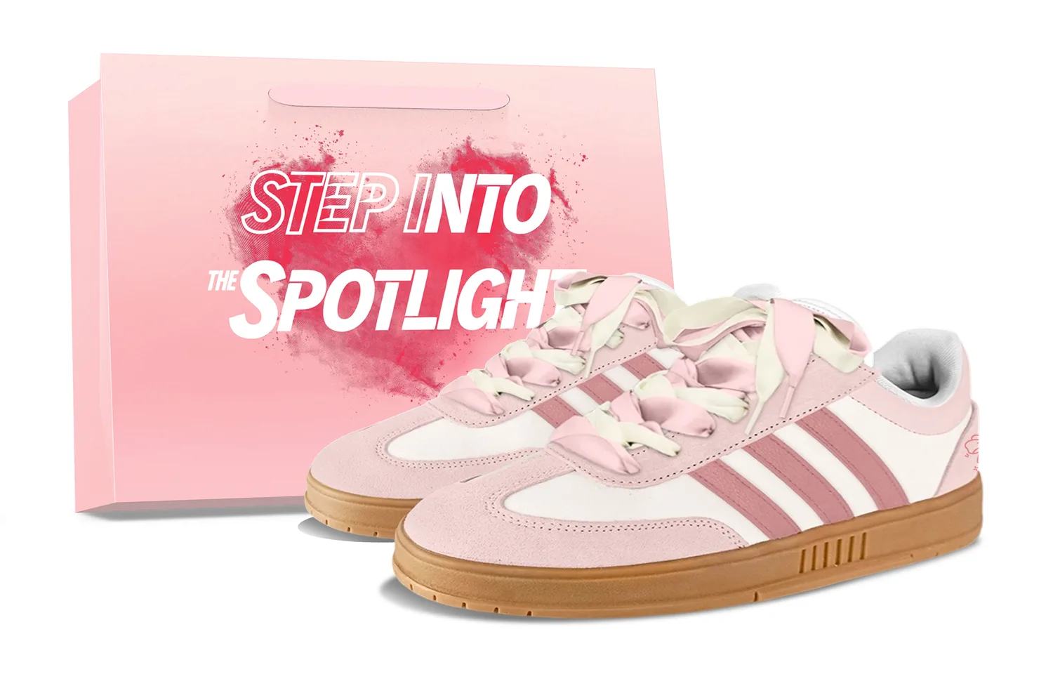 Adidas GRADAS Lace Bowknot Suede Coverage Slip Resistant Low top Skateboard Shoes Unisex Cherry Blossom Pink