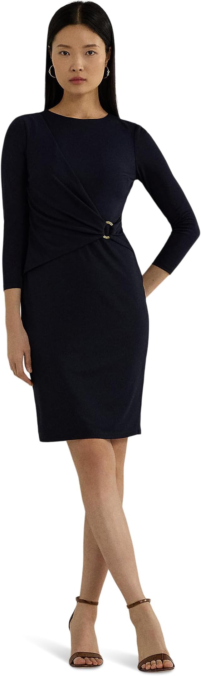 

Платье Lauren Ralph Lauren Jersey Three-Quarter-Sleeve Dress, цвет Lighthouse Navy