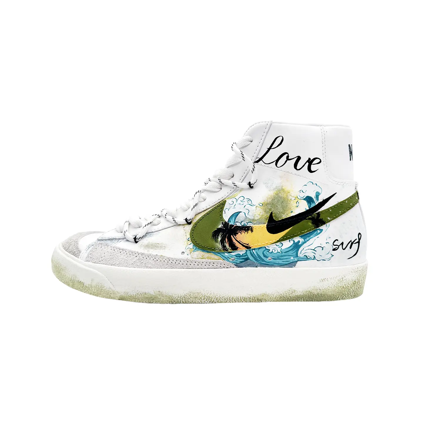 

Кроссовки Nike Blazer Skateboarding Shoes Unisex Mid-top White, зеленый