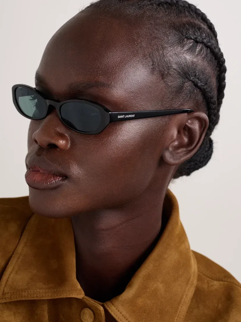 Erin овальные ацетатные солнцезащитные очки Saint Laurent Eyewear, черный — фото 2