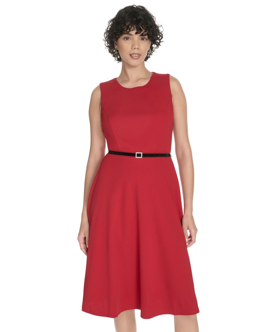 

Женское миди-платье с поясом и расклешенной юбкой Tommy Hilfiger, Deep Scarlet