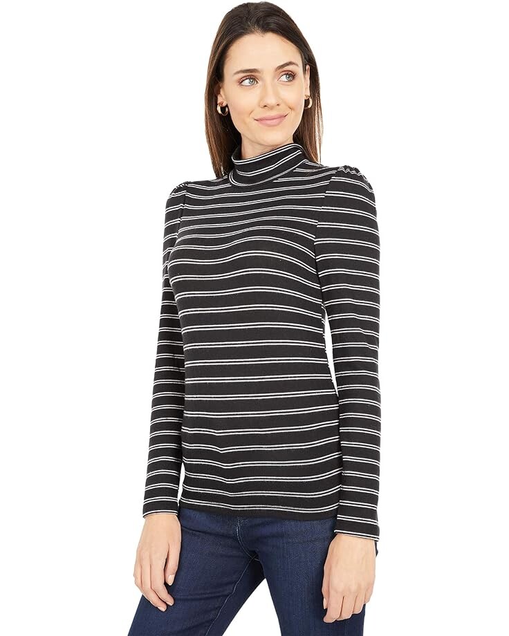 

Футболка Sanctuary Soft Shoulder Mock Tee, цвет Black/Milk Stripe