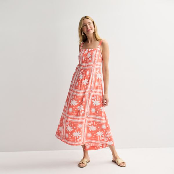 

Женское макси-платье с защипами Sonoma Goods For Life, цвет coral white palm