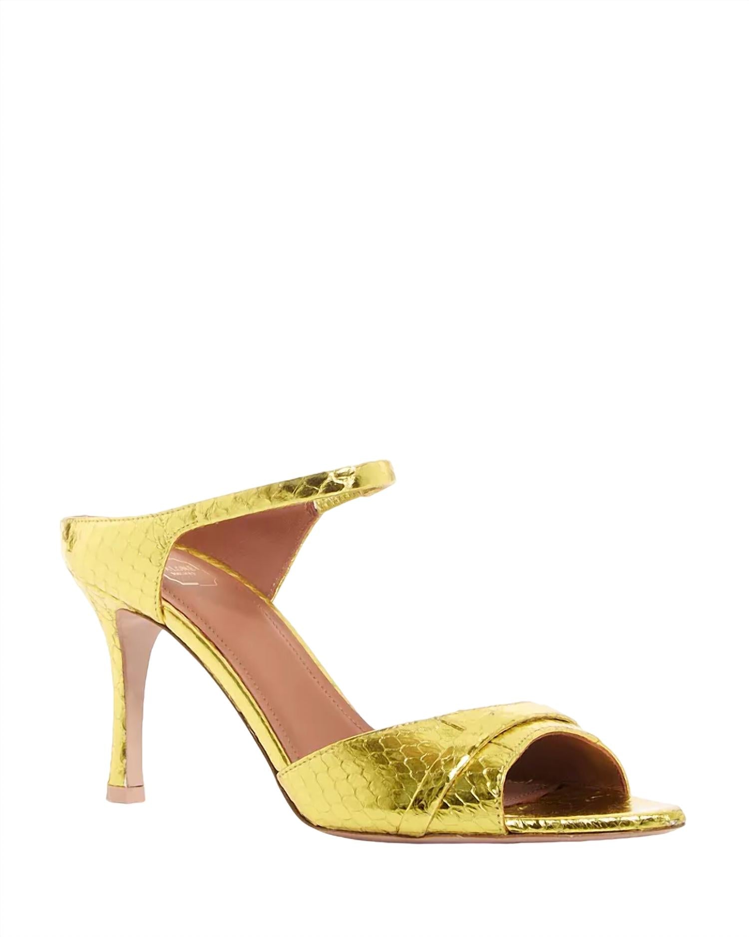 Сандалии Una Croc Embossed High Heel Slide в кислотном цвете Malone Souliers, цвет acid