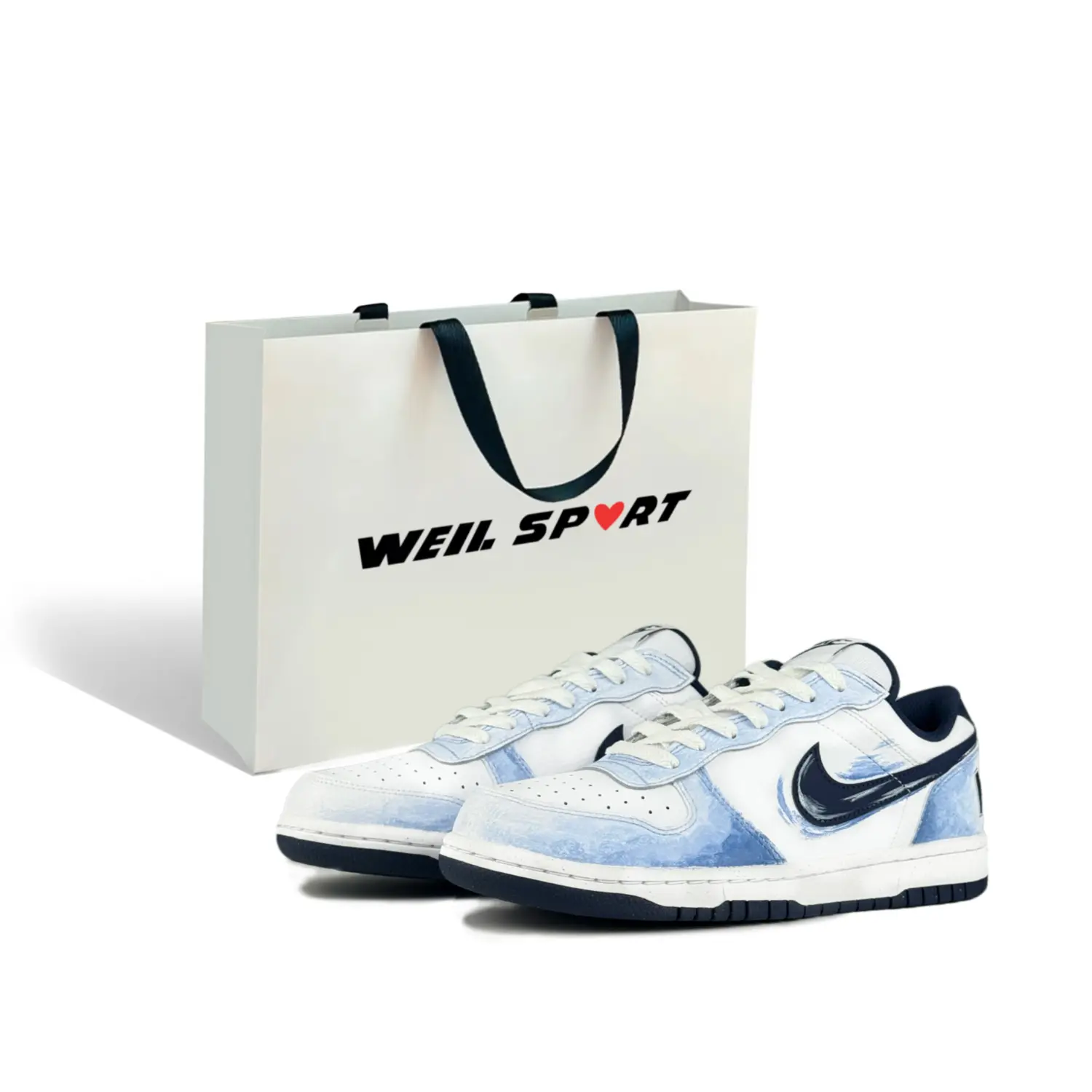 

Nike Повседневные кроссовки Big Sky Mist Abrasion Resistant Low top Skateboard Shoes мужские синий белый