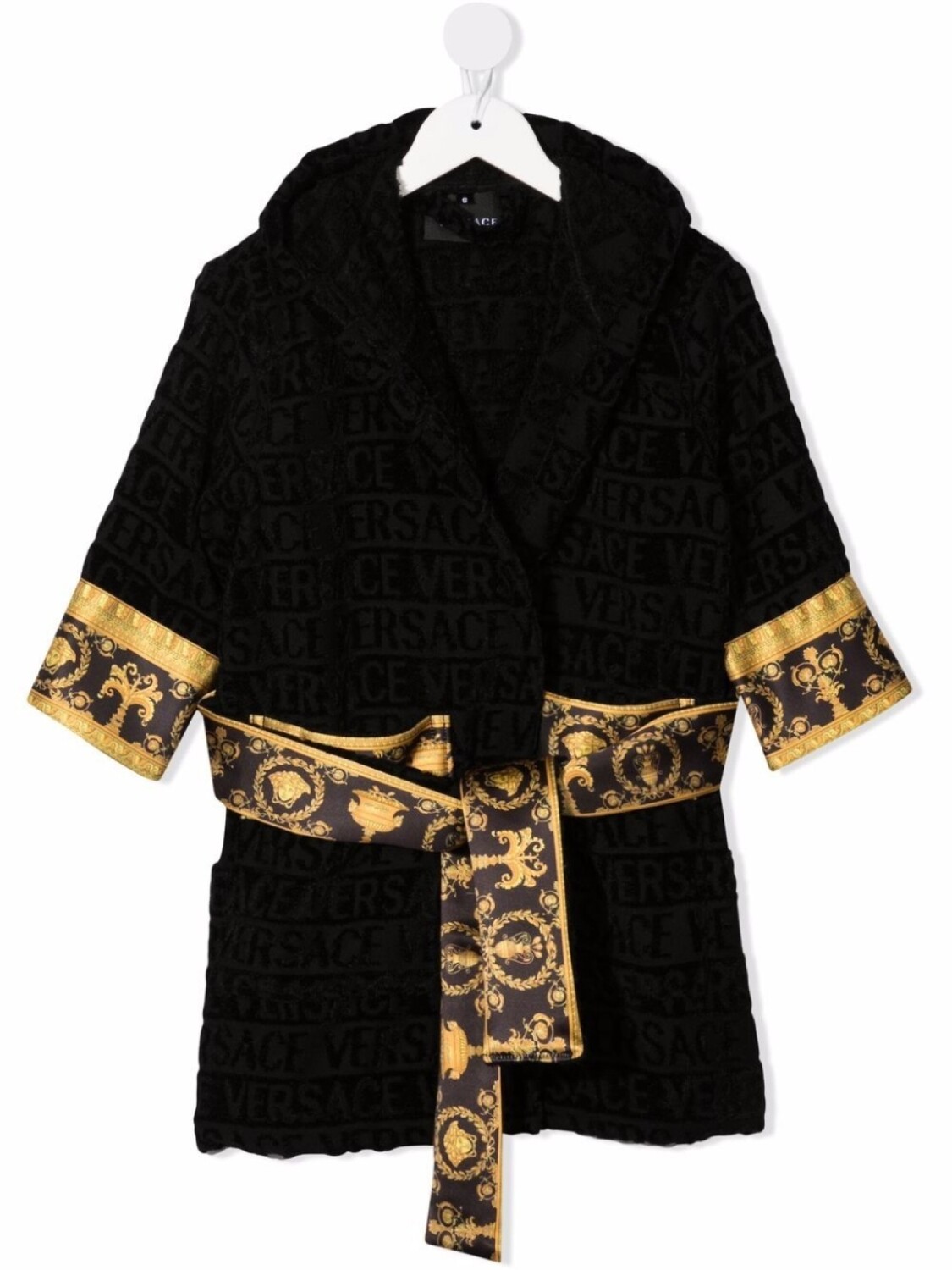 

Versace Kids халат I Love Baroque с капюшоном, черный