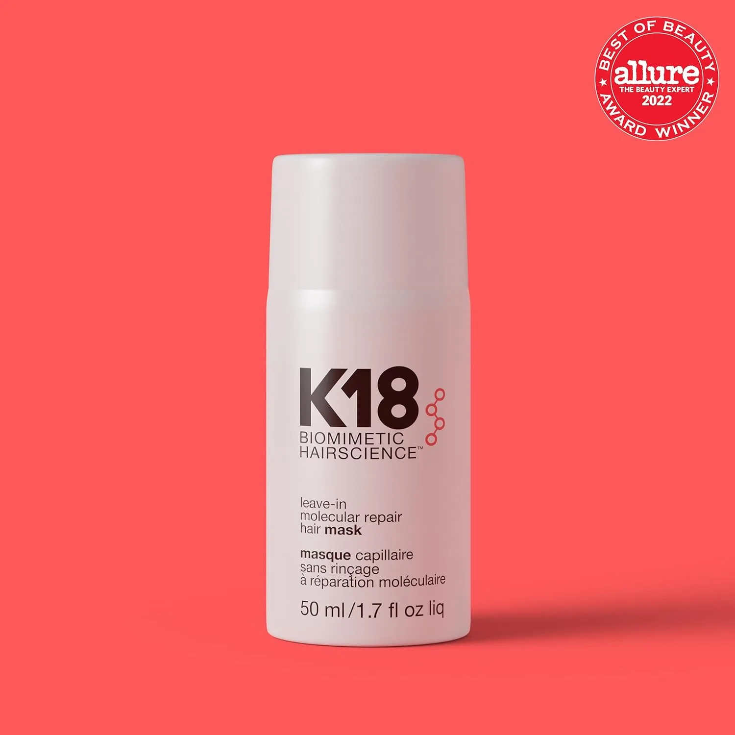 K18 Leave-In Molecular Repair Hair Mask, запатентованная маска для сухих, ломких и поврежденных волос, восстановление за 4 минут после окрашивания, химических процедур и термовоздействия 50 мл — фото 2