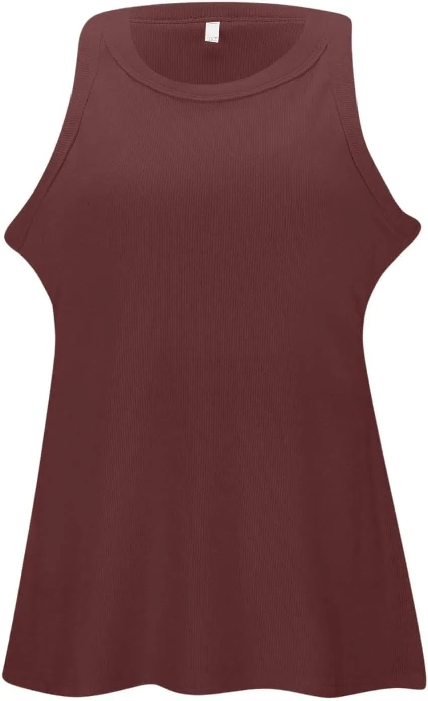 Топ на бретелях с встроенным бюстгальтером, Ribbed Knit, Brown — фото 4
