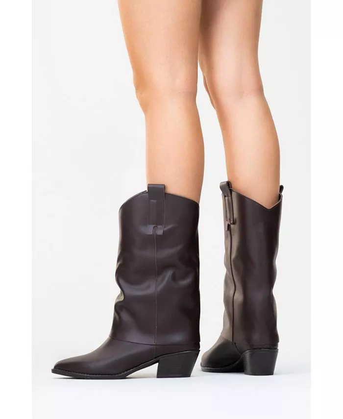 Ботинки Teodora на кожаной платформе с квадратным каблуком (женские) Forever & Always Shoes, коричневый — фото 4