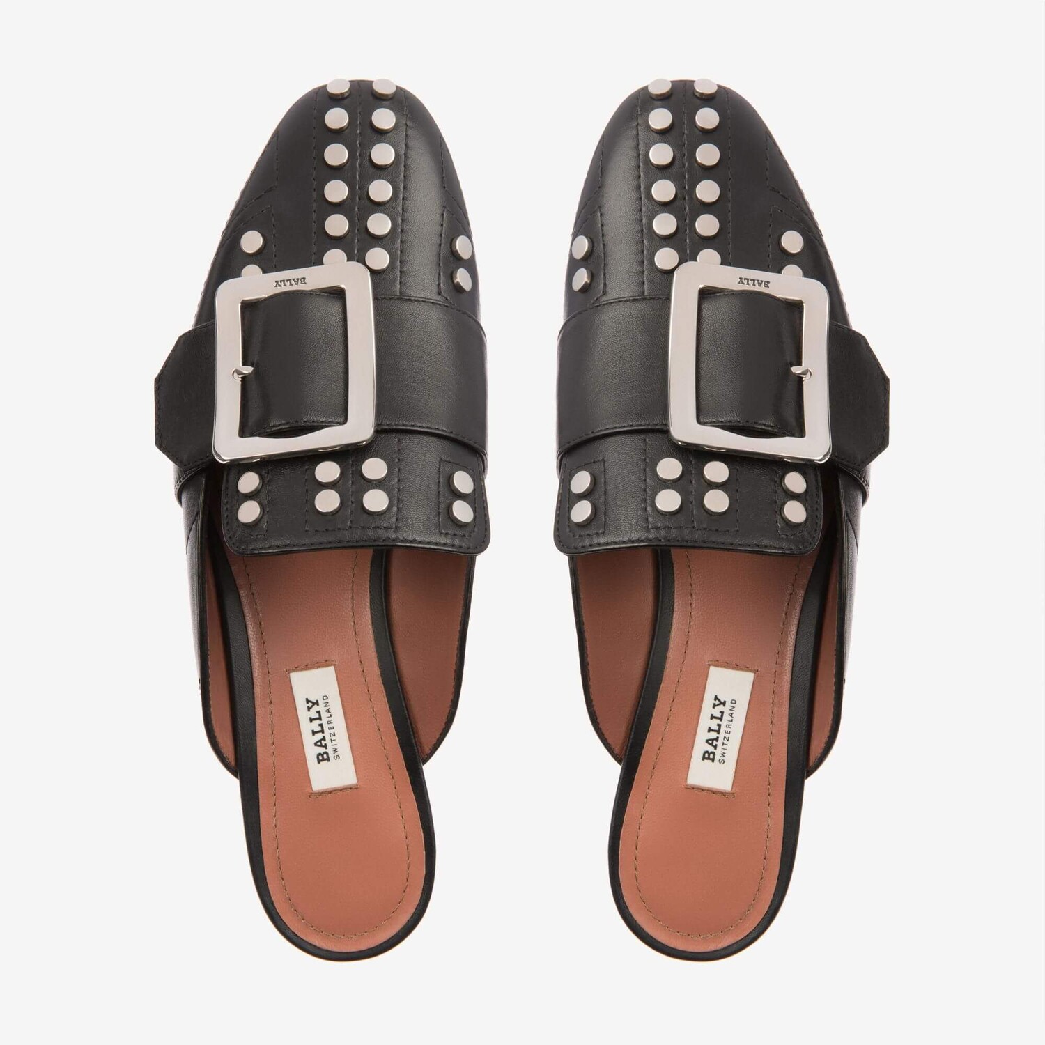 Женские черные кожаные сабо Bally Janesse 6222759 с шипами, мультиколор