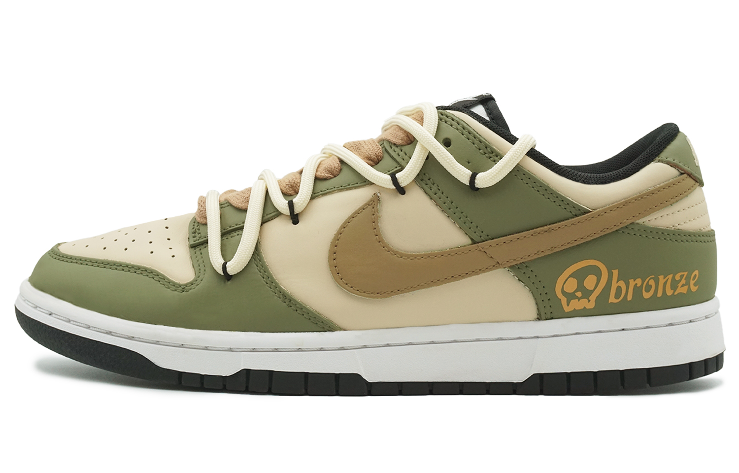 

Кроссовки Nike Dunk Skateboarding Shoes Women's Low-top Green/Rice/Yellow, бежевый