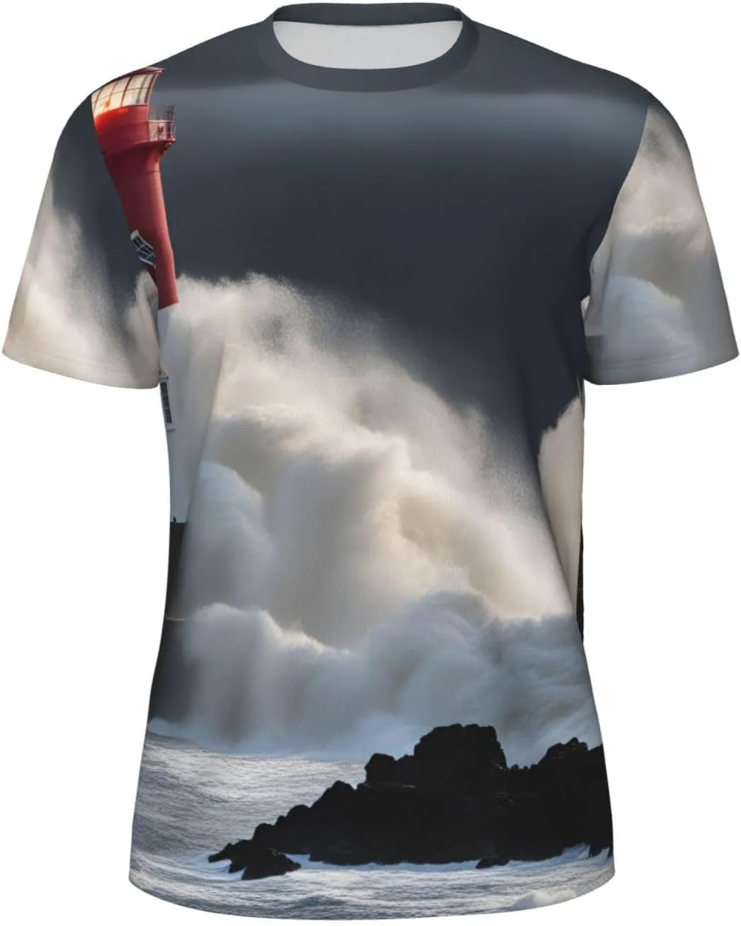 

Футболка Lighthouse in Storm Print, летняя, с коротким рукавом, легкая и дышащая SDFHU