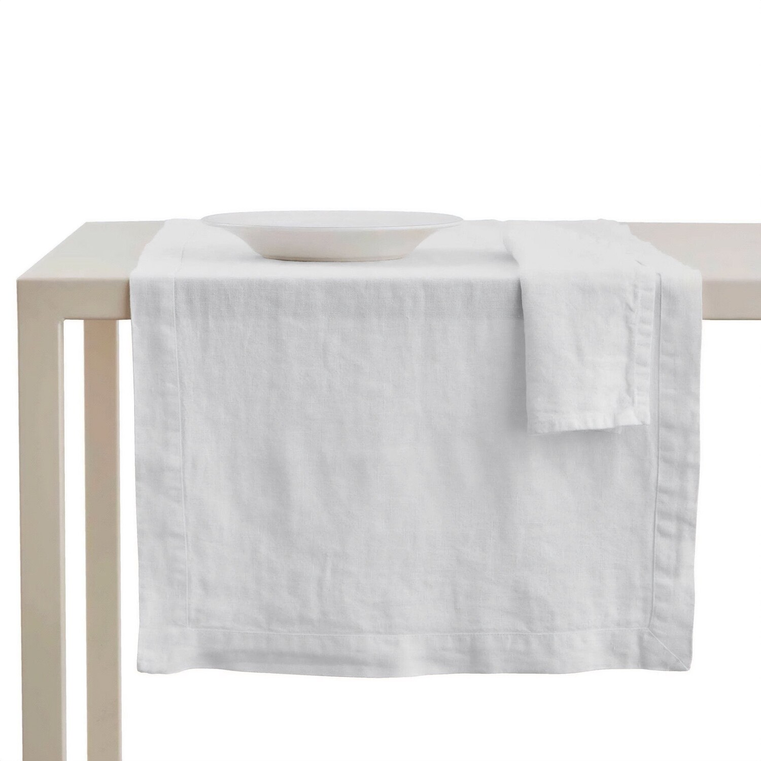 

Дорожка на стол из чистого льна, без глажки - Андромеда Lisola Stone, цвет Bianco