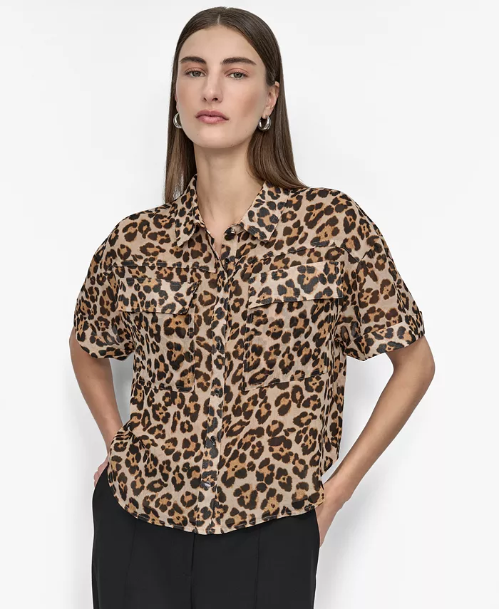 

Женская блуза из шифона с принтом Camp Shirt DKNY, желтый