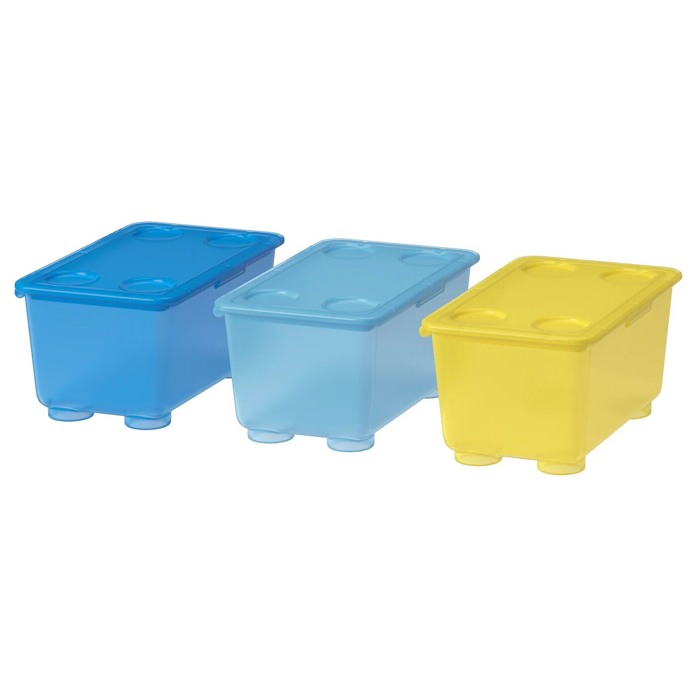 

Коробка с крышкой, жёлтая/синяя, 17х10 см, GLIS IKEA