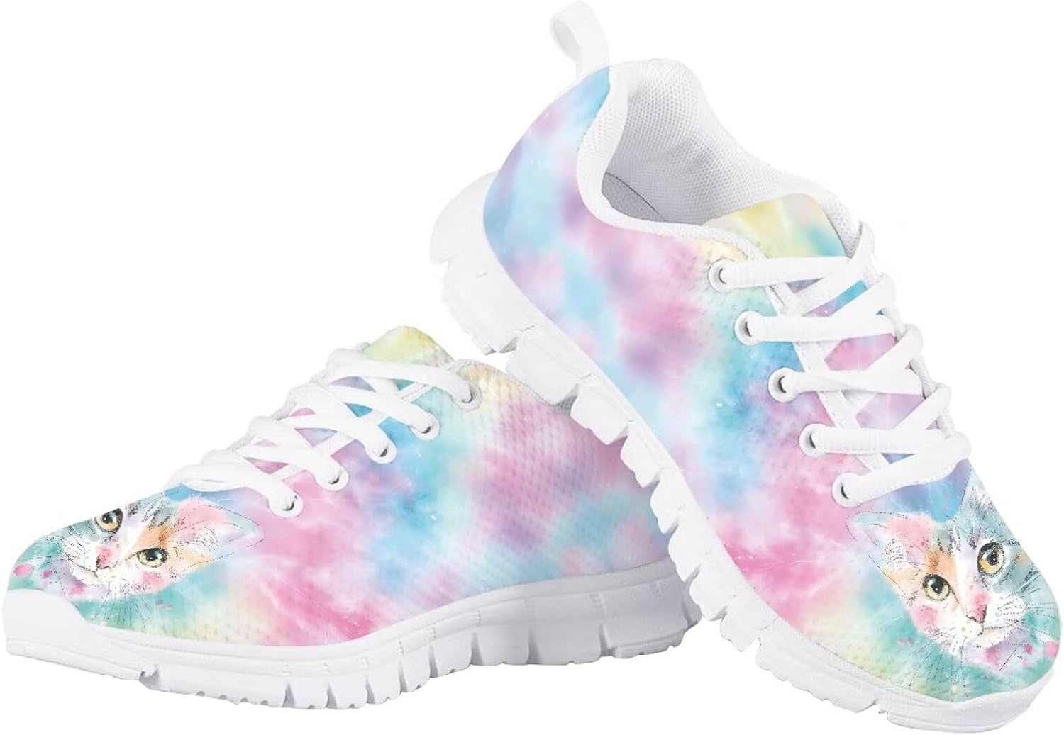 

Детские кроссовки для бега и прогулок, мультяшные, для мальчиков и девочек, теннисные кроссовки, спортивные, легкие, дышащие, из сетчатого материала, для малышей размер 11-13 / для больших детей размер 1-5 Quxjehoe, Tie-dye Cat
