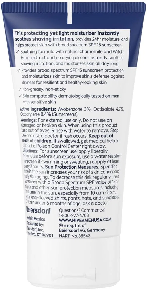 Набор Nivea Men — Для лица Sensitive SPF 15, набор 3 шт. по 2.5 жидк. унции, 74 мл — фото 2