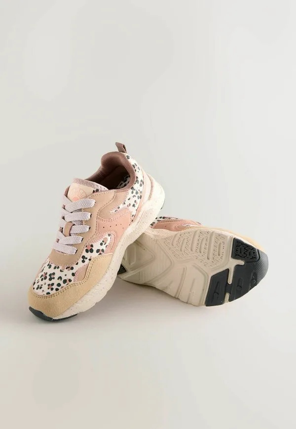 Широкие кроссовки на шнуровке с цветовыми блоками Next, Rust Orange Leopard Print — фото 4