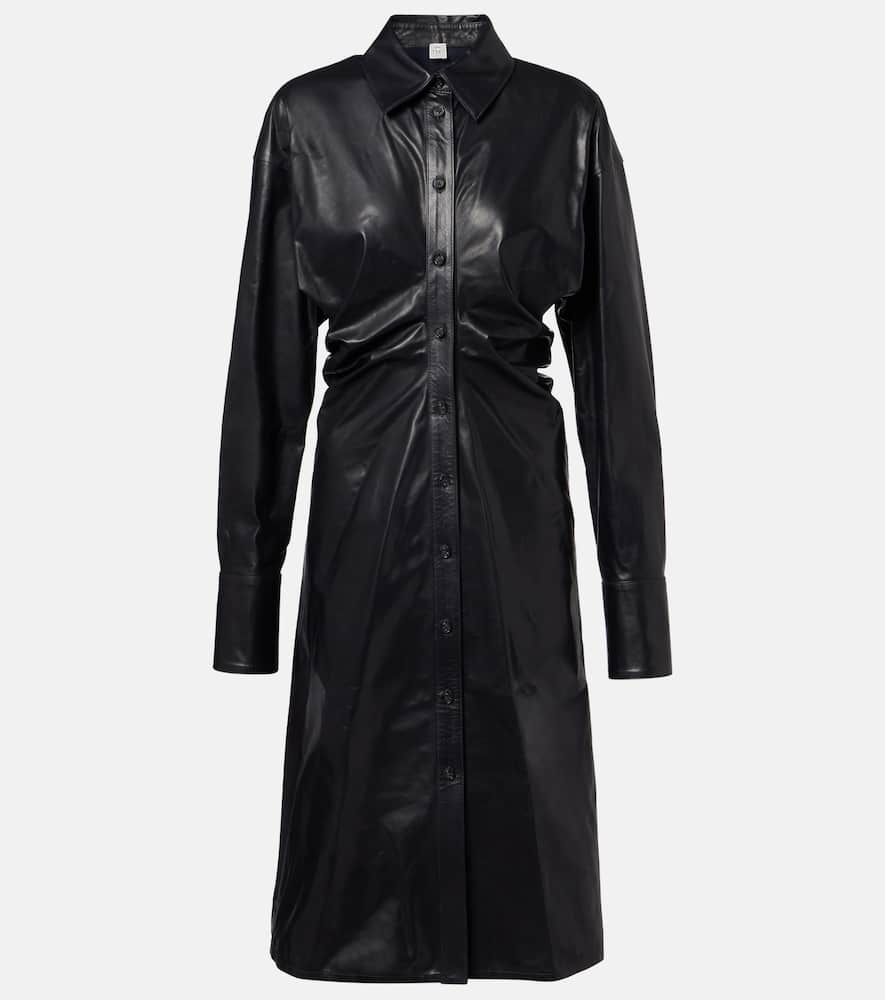 

Рубашка-платье из кожи с драпировкой Toteme, Navy