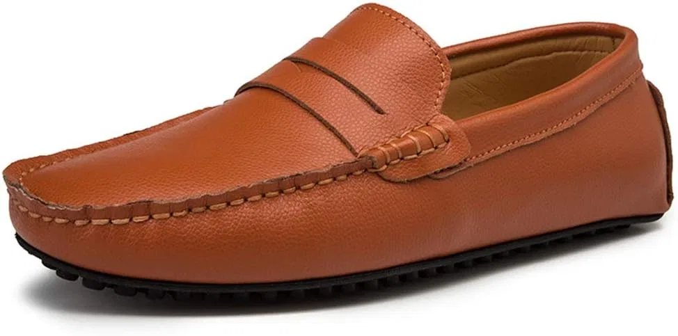 Мокасины кожаные мужские повседневные Penny Loafers, коричневый TEDALIHAO
