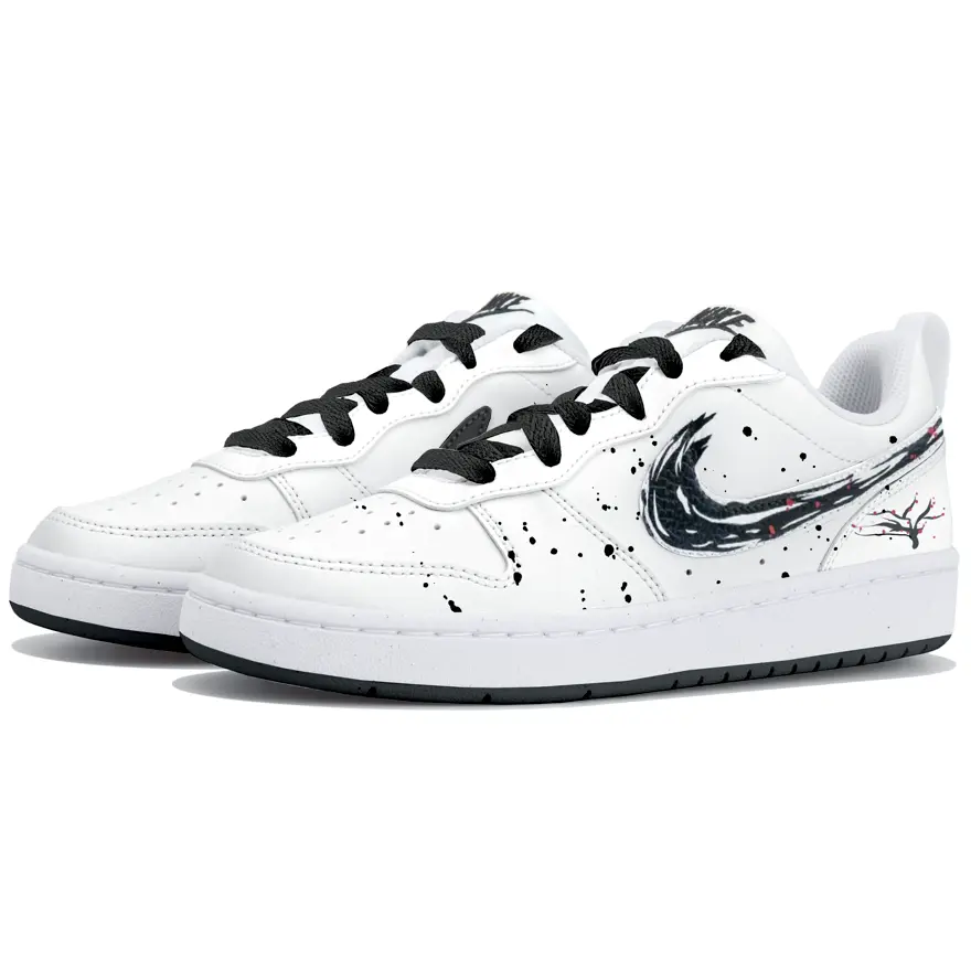 Кроссовки для скейтбординга Court Borough Ink Cherry Blush Snow Low top Kids' для подростков Nike, черный/белый — фото 4