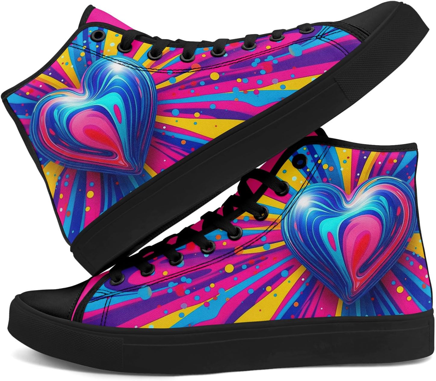 

Романтические высокие кеды на ткани для женщин и мужчин, стильная повседневная обувь ко Дню святого Валентина, унисекс, подарок для пар Awsole, черный/синий/желтый/розовый/голубой