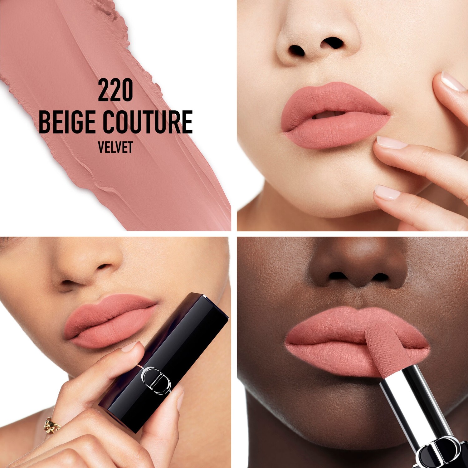 Помада для губ rouge dior velvet Dior, 220 - beige couture, вес 3.5 гр. — фото 3