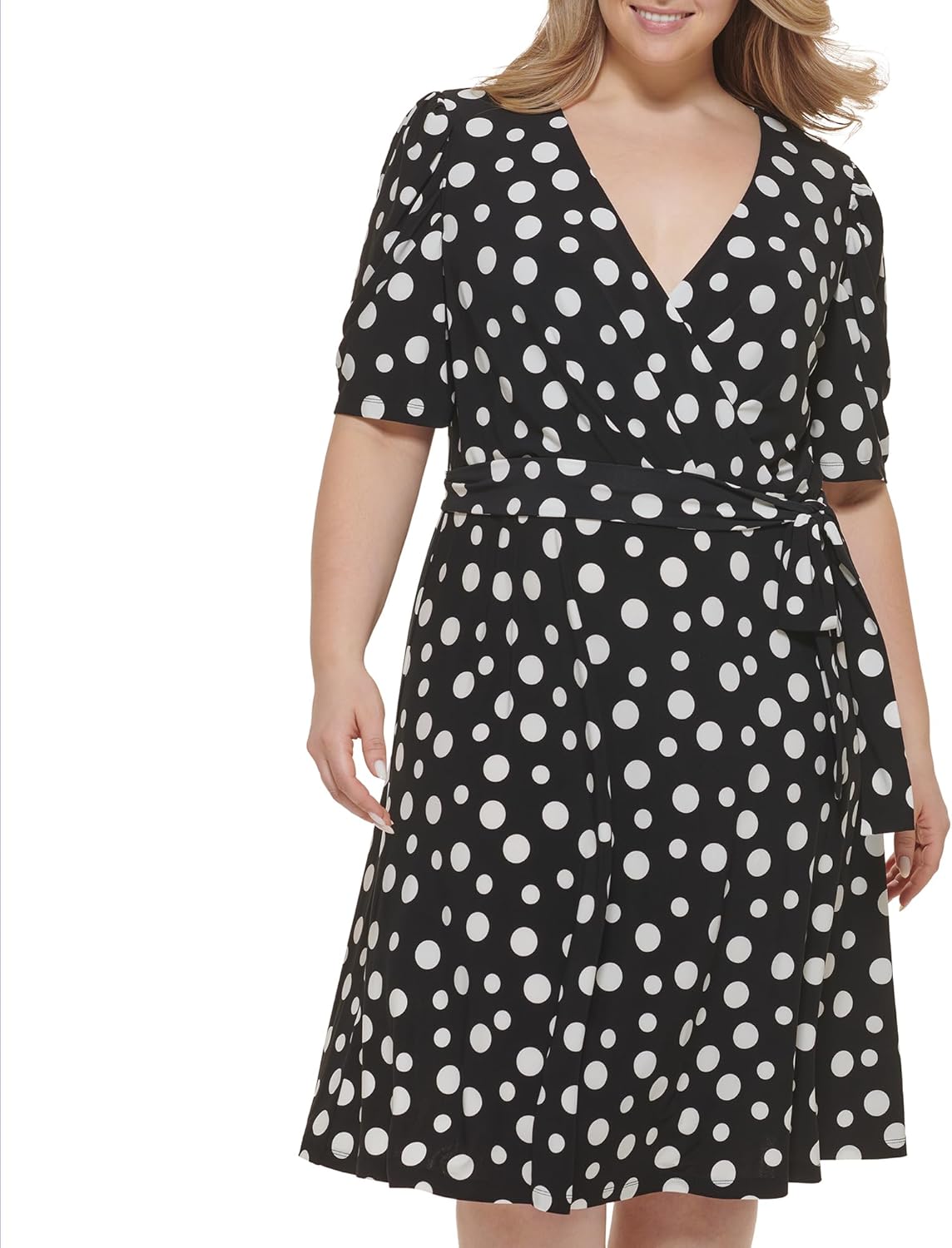 Женское повседневное платье-халат Tommy Hilfiger с короткими рукавами, Black/Cream — фото 2