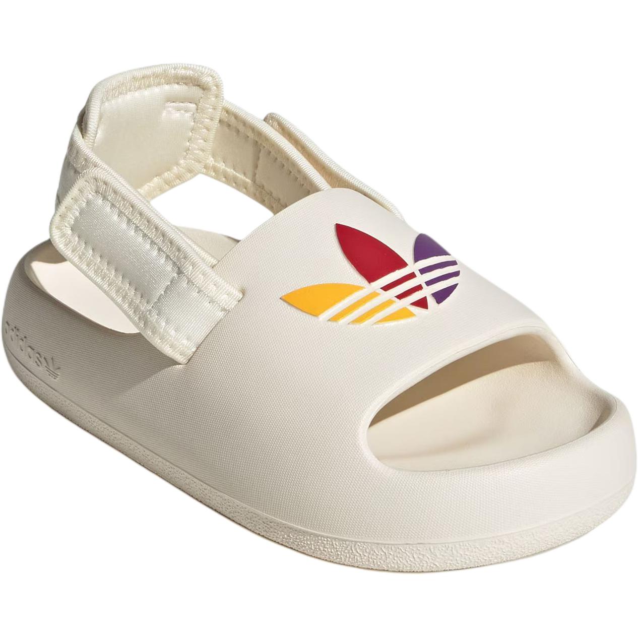 Детские сандалии ADIFOM ADILETTE для дошкольников Adidas Originals, слоновая кость/фиолетовый/желтый — фото 3