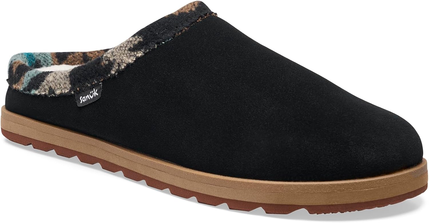 

Мужские тапочки Sanuk Cloud Lounger, Стелька из йога-материала, Уютная домашняя обувь с искусственным мехом, черный