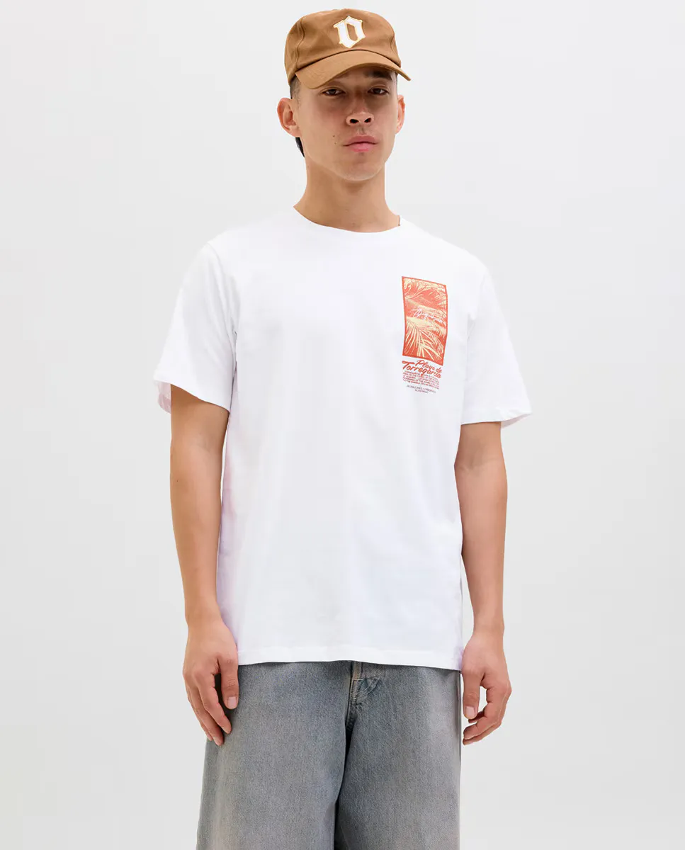 

Мужская футболка с коротким рукавом и принтом спереди Jack & Jones, белый