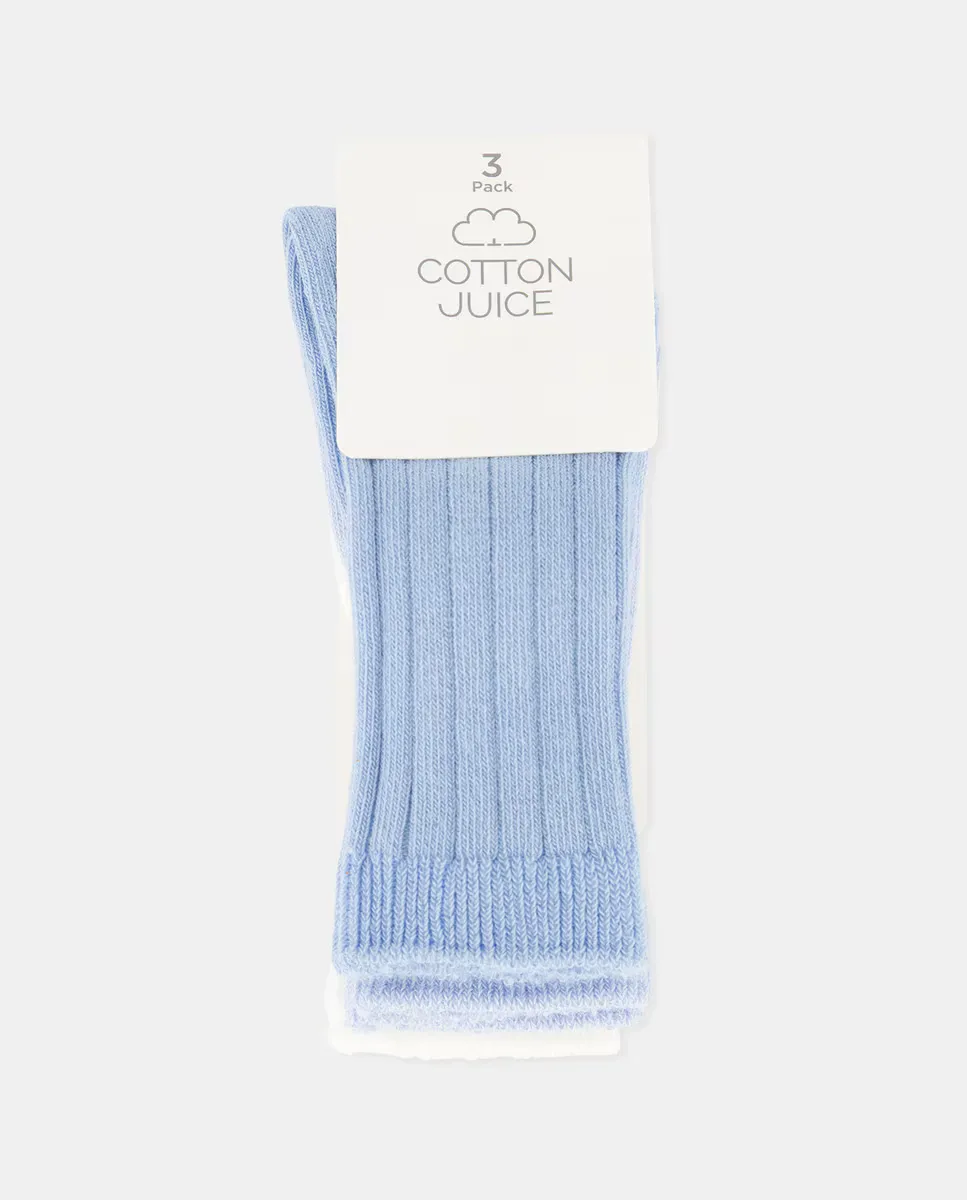 

Упаковка из 3 ребристых высоких носков для мальчиков Cotton Juice, синий