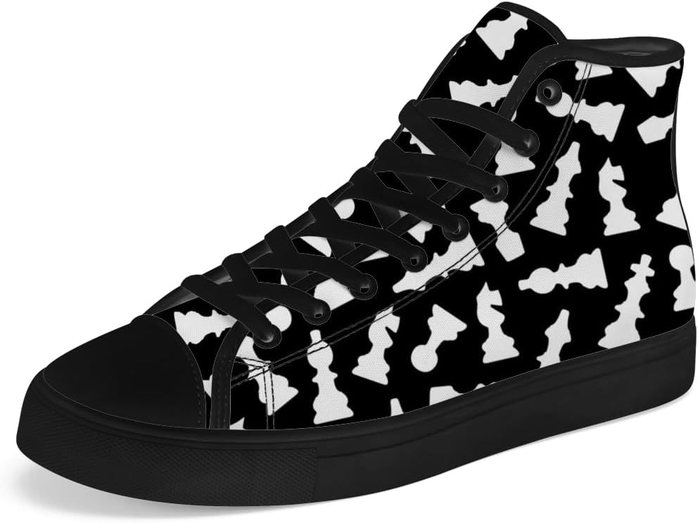 

Детские шахматные высокие кеды из парусины, высокие кроссовки на шнуровке, повседневная обувь Chebing, черный